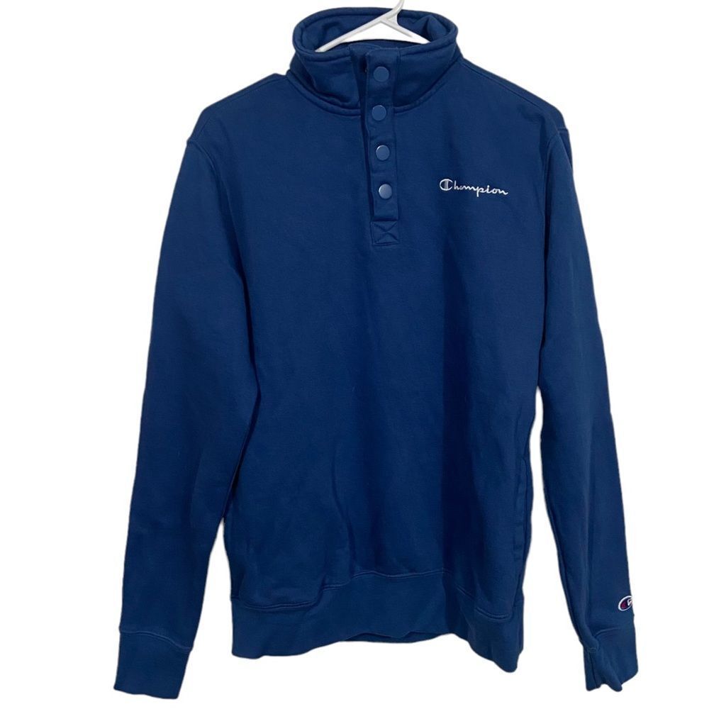 Champion Blue Half Button Pullover Sweatshirt - image 1